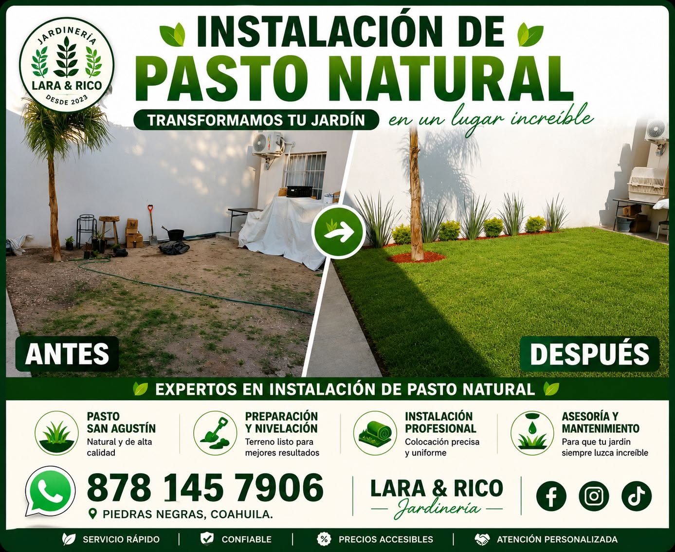 Instalación de pasto natural